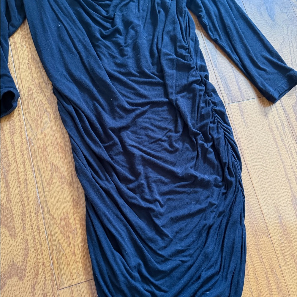 Cabi Elegant Black Cowl Neck Dress Rouched Side Large L - Picture 4 of 9